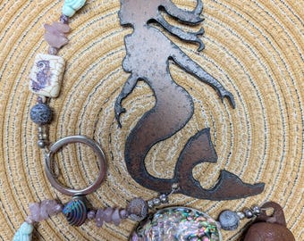 Handcrafted Metal Bead Mermaid Beach Wind Chime/Charm
