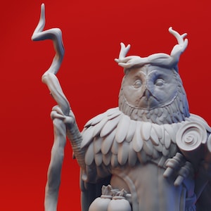 Miniature de sorcier hibou | Jeux de rôle miniatures | D&D | MDN | RPG | Jeux sur table |  Des studios Yasashii Kyojin