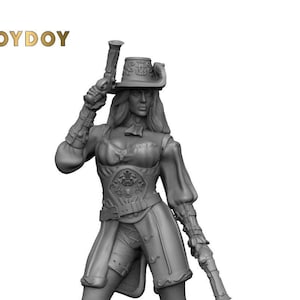 Female Gunslinger Miniature  | RPG Minis | D&D | DND | RPG | Tabletop Gaming |  From ToyDoy Miniatures
