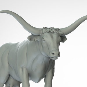 Longhorn Cattle Miniature  | RPG Minis | D&D | DND | RPG | Tabletop Gaming |  From 3D IPStudios