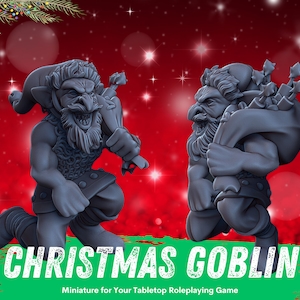 Christmas Goblin Miniature | RPG Xmas Goblin Minis | DND Hobgoblin | D&D Holiday Elf | RPG Halloweentown | Christmas Monster Xmas Mini