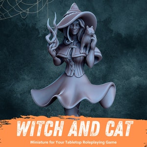 Female Witch Miniature | RPG Wizard Mini | DND Sorcerer | D&D Druid | RPG Warlock | Tabletop Gaming Spellcaster Familiar