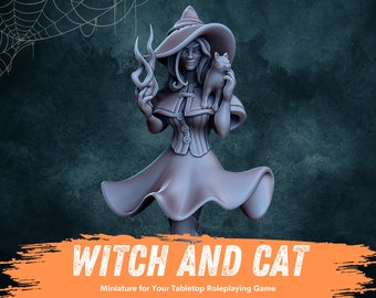 Female Witch Miniature | RPG Wizard Mini | DND Sorcerer | D&D Druid | RPG Warlock | Tabletop Gaming Spellcaster Familiar