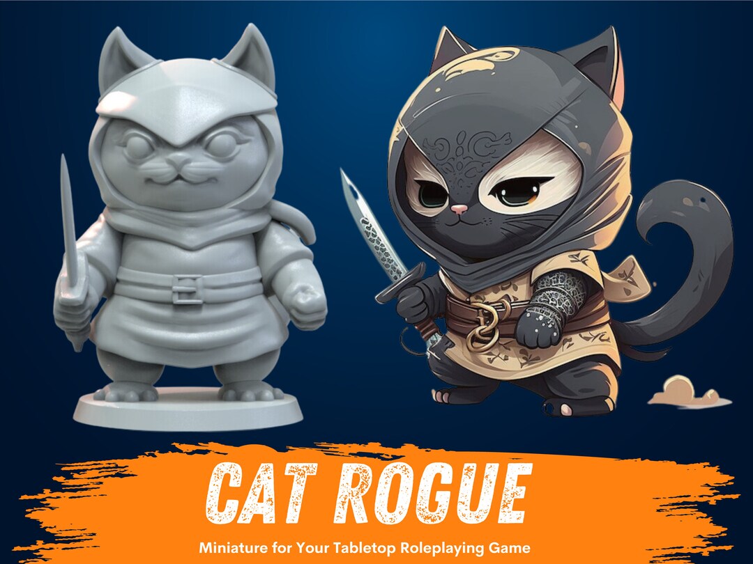 Cat Rogue Miniature D&D Cat Feline Miniature Dnd Catfolk RPG