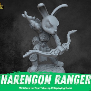 Harengon Ranger Female Miniature | RPG Rabbitfolk Minis | D&D Rabbit Rogue | DND Fighter | RPG Druid | Tabletop Gaming Hare
