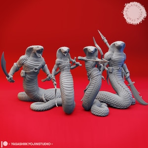 Yuan-Ti Collection (4 Miniatures)  | RPG Minis | D&D | DND | RPG | Tabletop Gaming |  From Yasashii Kyojin Studios