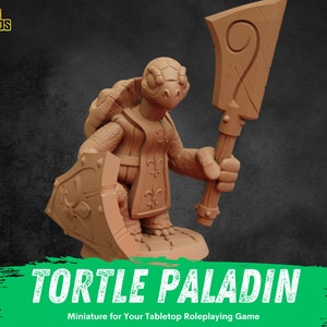 Tortle Paladin Miniature | RPG Turtlefolk Minis | D&D Turtle Fighter | DND Tortoise Barbarian | RPG Duelist | Tabletop Gaming Ranger Turtle