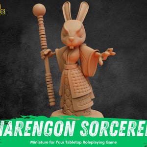 Harengon Sorcerer Female Miniature | RPG Rabbitfolk Minis | D&D Rabbit Wizard | DND Warlock | RPG Wight | Tabletop Gaming Mage Hare