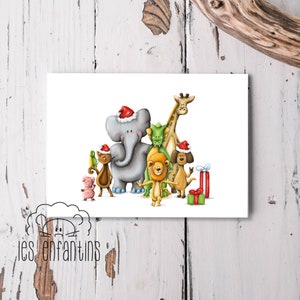 Petite carte de souhaits - Les animaux prennent la pose - version Noël