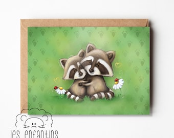 Greeting card - party card - Valentine's Day - love - I love you - greeting card - lover - birthday - raccoons - Mother's Day