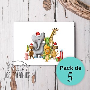 Paquet cartes de souhaits - Noël - invitation fête - carte pour enfants - carte des fêtes - carte bébé - carte animaux jungle - anniversaire