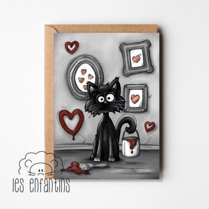 Carte de souhaits - carte de fête - carte de voeu - Saint-Valentin - Amoureux - je t'aime - Chat noir - amoureux des chats - fait au Québec