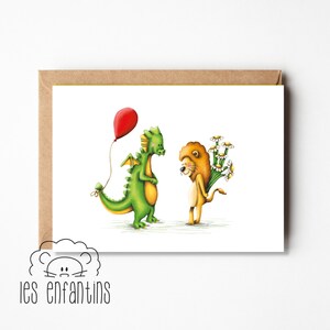 Carte de souhaits - Le dragon et le lion s'aiment