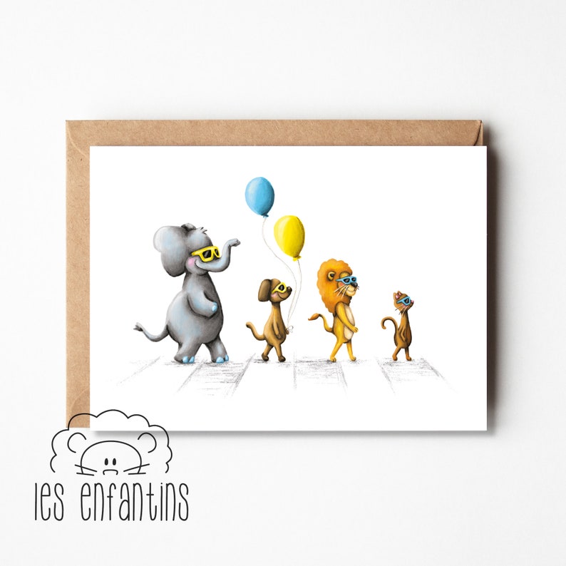 Carte de souhaits - Les animaux sur Abbey Road imagem 1