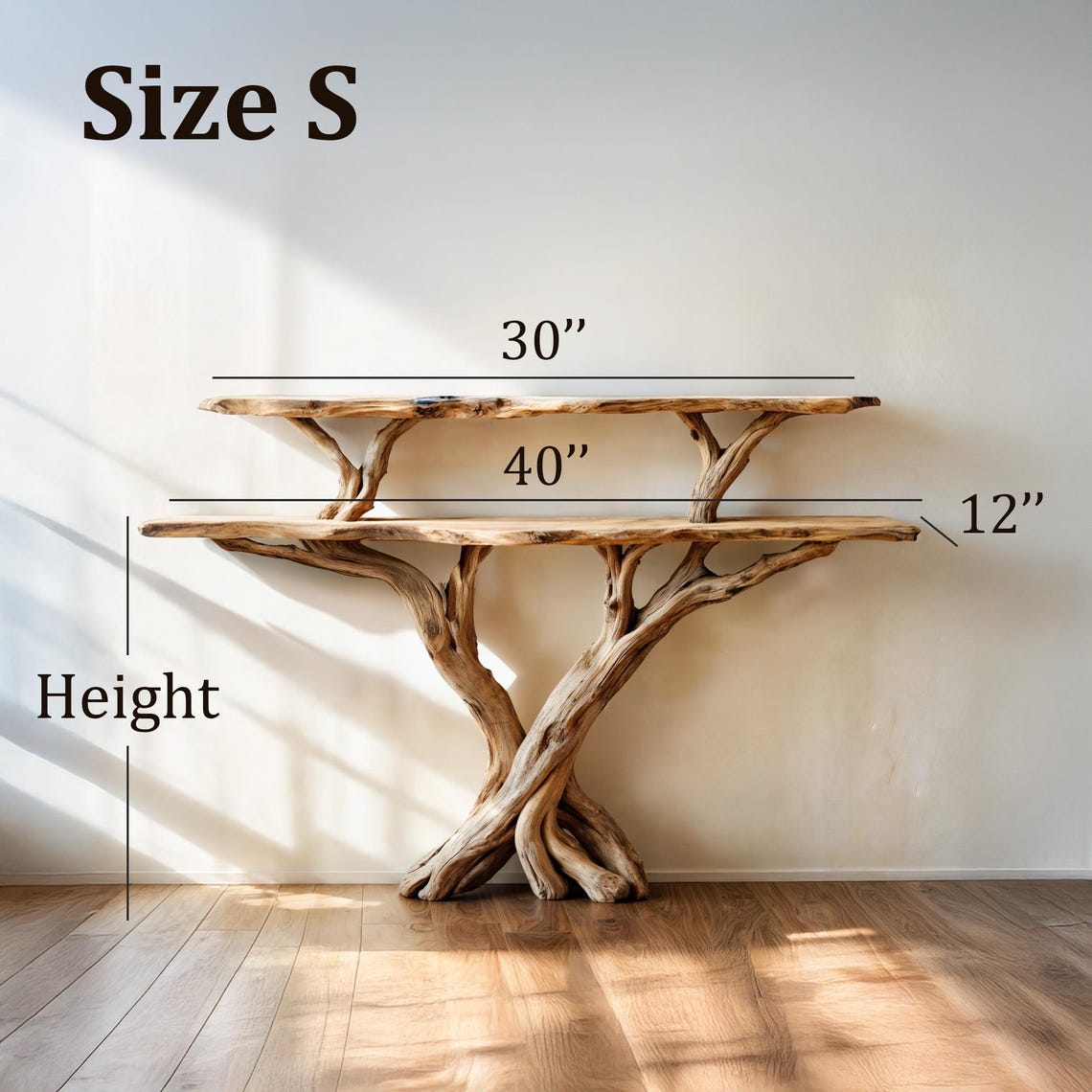 Solid Wood Live Edge Console Table Driftwood Tree Branch Natural ...