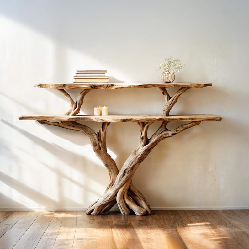 Solid Wood Live Edge Console Table Driftwood Tree Branch Natural ...
