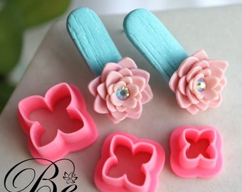 Floral Polymer Clay Cutters | 4 Petal Flower Set, Earring Making