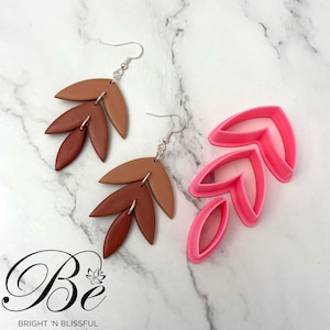 Clay Cutter Shape Dangly Three Tier Leaf Set | Unique Shape | Polymer Clay Earring Cutters | UK | Clay Tools | Earring Cutters