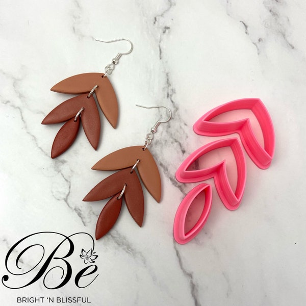 Clay Cutter Shape Dangly Three Tier Leaf Set | Unique Shape | Polymer Clay Earring Cutters | UK | Clay Tools | Earring Cutters