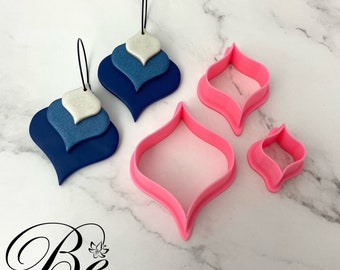 Ogee Shape Polymer Clay Cutter Set of Three for Earrings UK Clay Tools