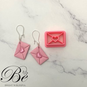 Tonausstecher Herz Liebesbrief | Ohrring aus Polymer Clay | uk | Ausstechform | Valentinstag | Tonwerkzeuge | Einzigartige Ausstecher | Liebesherz