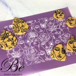 Line Face Silk Screen Stencil | Polymer Clay Jewelry Making