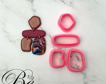 Clay Cutter Shape Organic Pebble Set x8 cutters | Unique | Shape Cutter | Polymer Clay Earring Cutters | UK | Cookie Cutters | Clay Tools