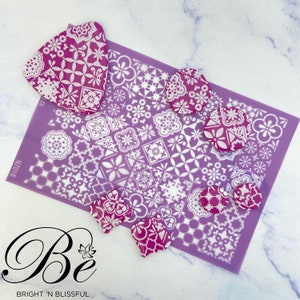 Floral Tile Pattern | Polymer Clay Silk Screen Stencil | UK  Silkscreen | Stencils | Earrings | Jewellery | Earring Silkscreens | Clay Tools