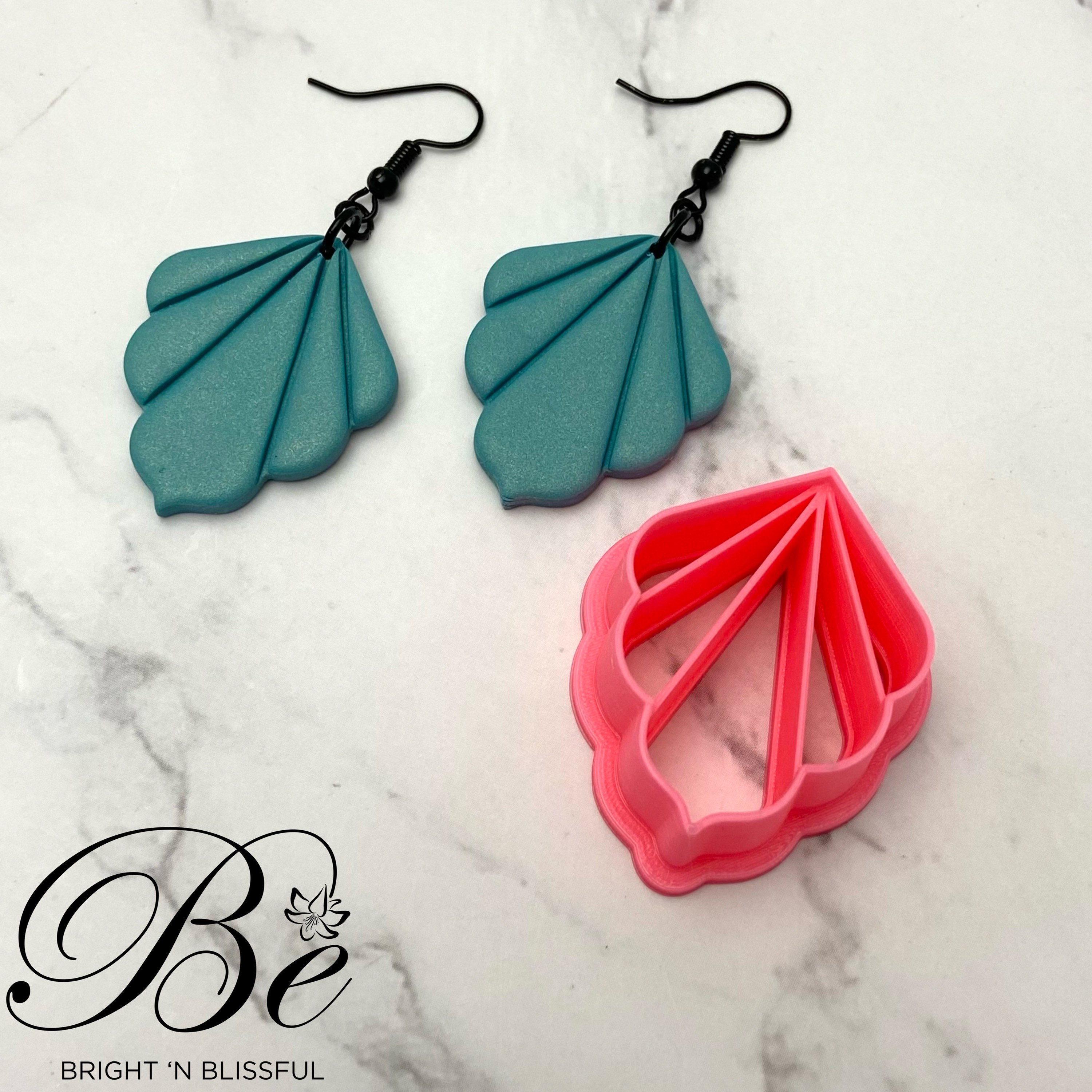 Clay Cutter Embossed Feather Fan Shape Polymer Clay Earring