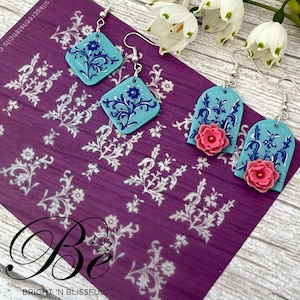 Floral | Polymer Clay Silk Screen Stencil | UK |Pattern Silkscreen | Earrings | Jewellery | Earring Silkscreens | Clay Tools