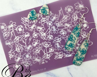 Wild Flower Silk Screen Stencil | Polymer Clay Jewelry Making