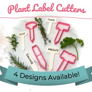 Cortadores de arcilla para etiquetas de plantas / Cortadores para marcadores de hierbas / Cortadores para etiquetas de jardín (Juego de opciones A–D)
