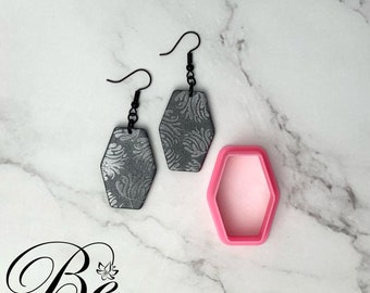 Clay Cutter Shape Elongated Hexagon / Unique Shape Cutter / Polymer Clay Earring Cutters / UK / Cookie Cutters / Clay Tools