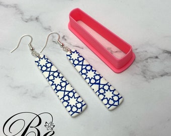 Cortador de arcilla de rectángulo redondeado estrecho / Herramienta para aretes de arcilla polimérica