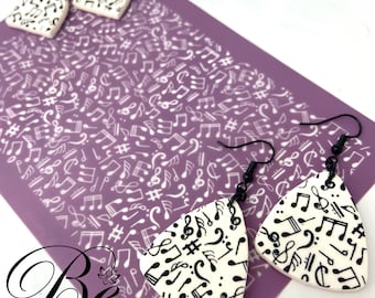 Music Notes | Song | Polymer Clay Silk Screen Stencil | UK |Pattern Silkscreen | Stencils | Earrings | Jewellery | Clay Tools Silkscreens