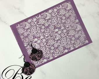 Lace | Polymer Clay Silk Screen Stencil | UK | Pattern Silkscreen | Stencils | Earrings | Jewellery | Earring Silkscreens | Clay Tools