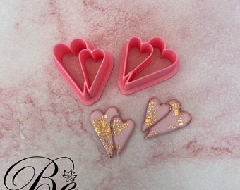 Heart Polymer Clay Cutters | Mirrored Set, Valentines Jewelry Making