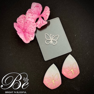 Tampon de gaufrage | Effet surélevé | Beau motif | Outils pour pâte polymère | Facile à utiliser | Boucles d'oreilles en relief | Papillon 6