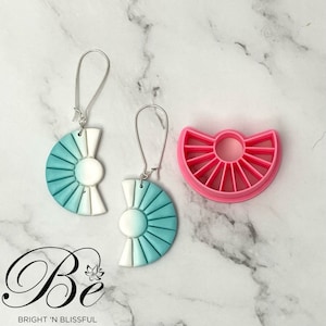 Clay Cutter Shape Semi Sun Fan C | Unique Shape | Polymer Clay Earring Cutters | UK | Clay Tools | Embossing Lined Cutter