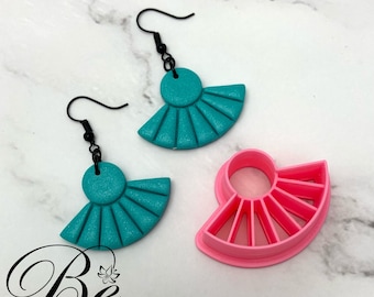 Clay Cutter Shape Semi Sun Fan A | Unique Shape | Polymer Clay Earring Cutters | UK | Clay Tools | Embossing Lined Cutter