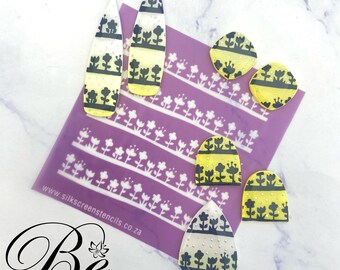 Silhouette Flower Line Silk Screen Stencil | Polymer Clay Tool