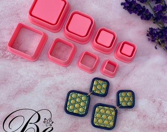 Two Part Square Soft Corner Polymer Clay Cutter Set for Earrings UK Clay Tools