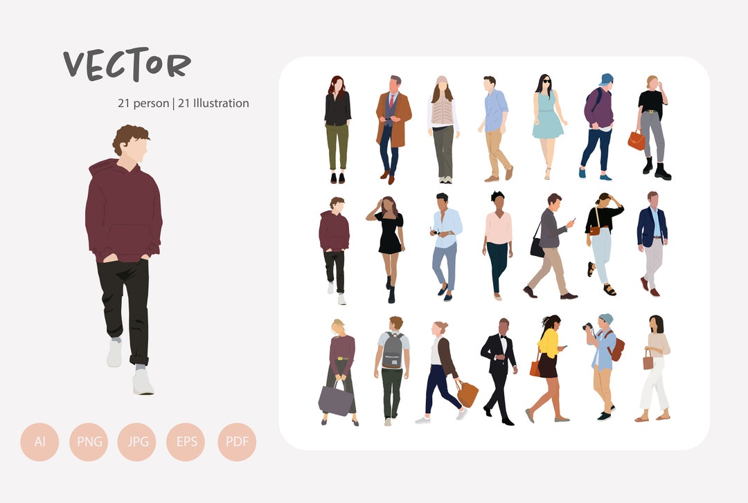 21 Flat Vector People Illustration Clipart AI PNG Transparent ...