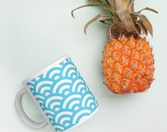 Blue Waves White glossy mug