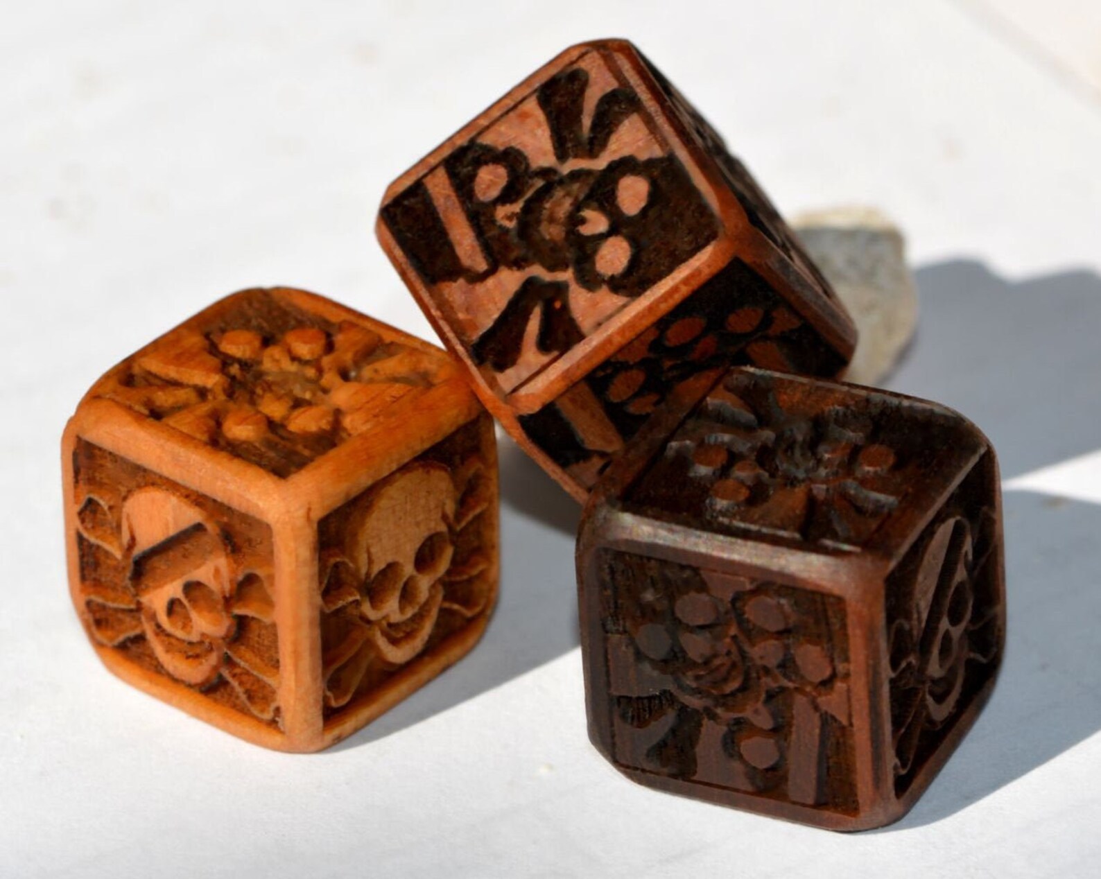 Wooden Skull Dice 4 pieces dnd set Walnut Wood Handmade Etsy