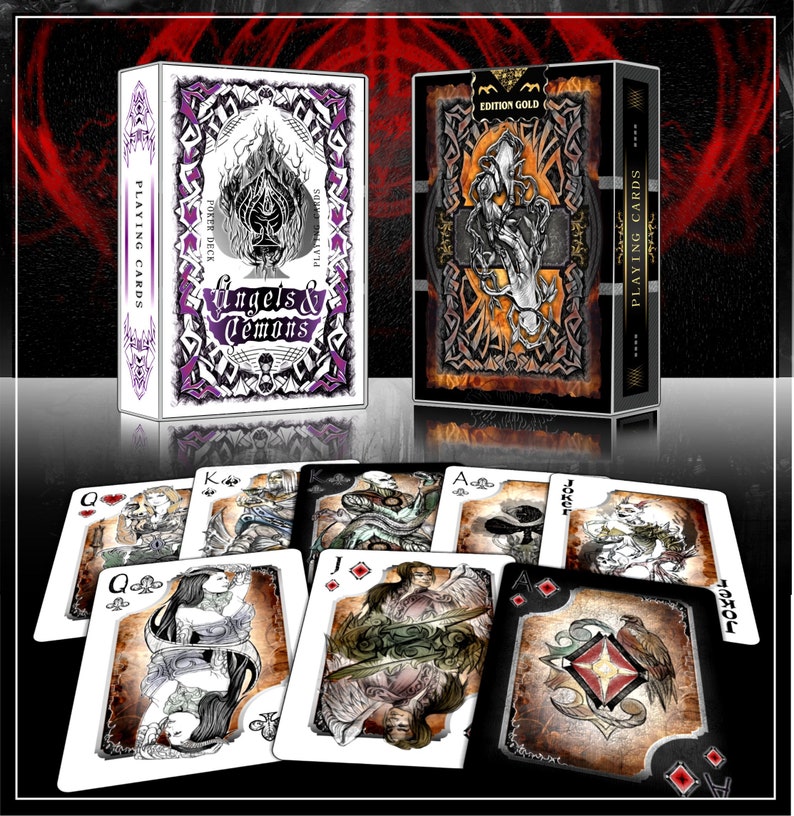 Exclusive cards play card design deck Luxury Playing Cards Angels /& Demons Art Playing Cards unique gifts magic poker decks