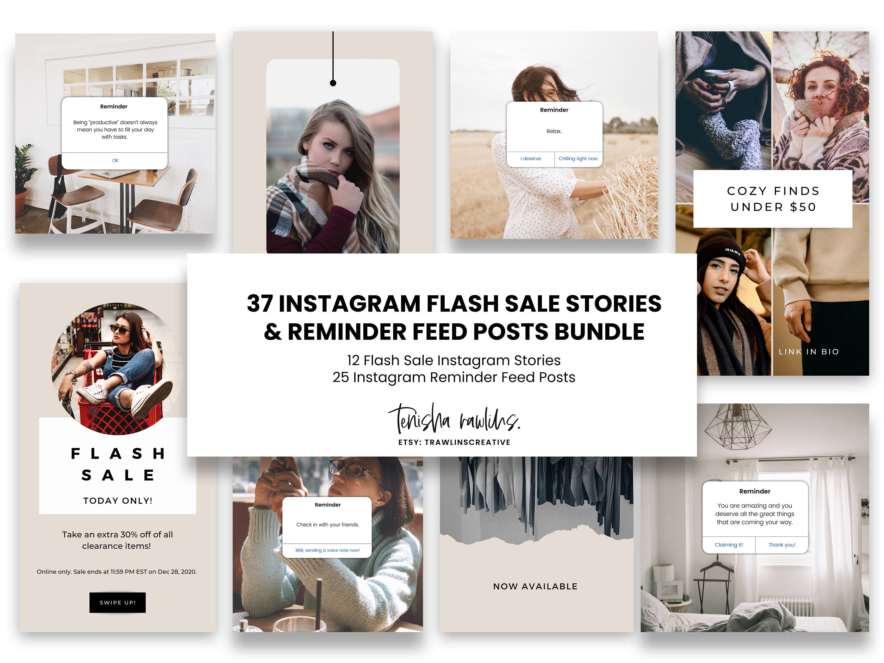 Instagram Stories & Reminder Post Bundle Editable Instagram -  Denmark