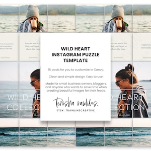 Instagram puzzle template, Instagram feed template for Canva, Canva puzzle template, Digital download