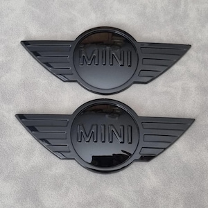 2pcs Mini Cooper Logo Emblem 11.5x5cm Glossy Black Bonnet Hood Badge Sticker Jcw Mini One R50 R52 Car Accessories