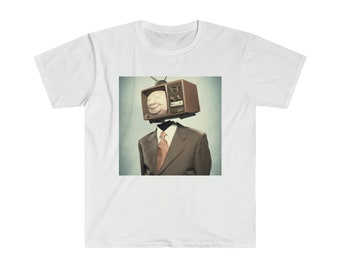 Satirical TV Man Tee - Mens T Shirt, Unisex Tee, Graphic shirt, Political News Reporter shirt, black printed tee, sizes xs-xxl